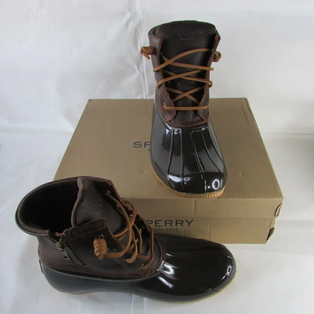 NEW Women's 7.5W Sperry Saltwater Snow Duck Boot - Tan/Dark Brown